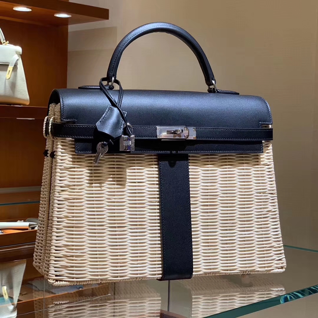 Hermes kelly Picnis Bag35cm 竹藤条编织