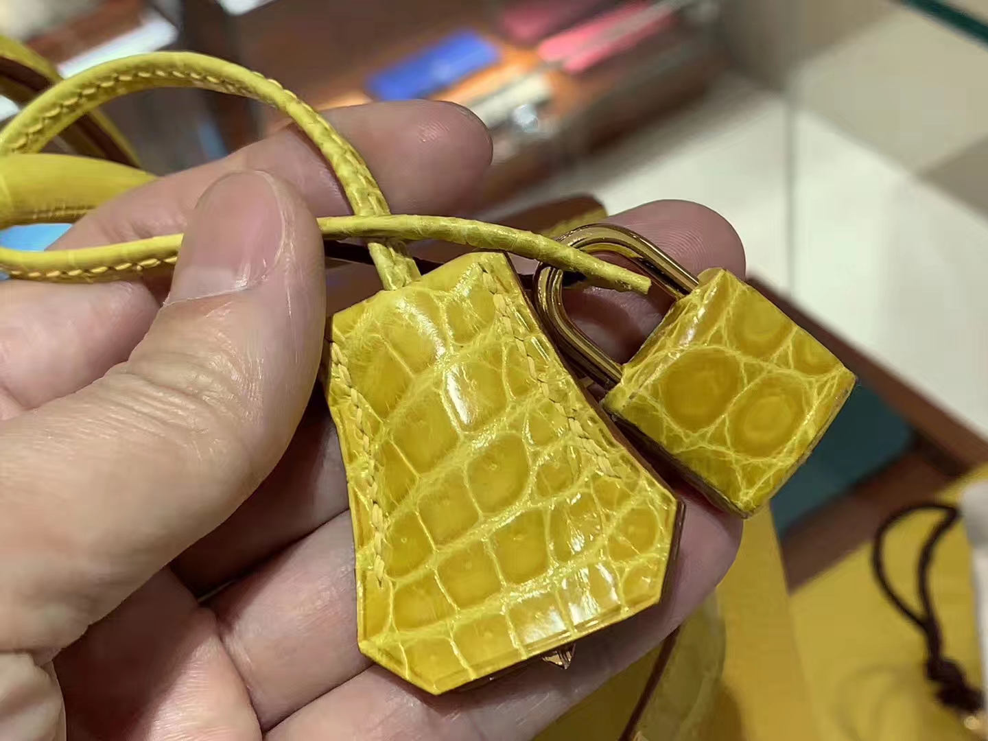 HERMES 爱马仕 Birkin 25 Togo/Croco 拼鳄鱼琥珀黄 完美的搭配