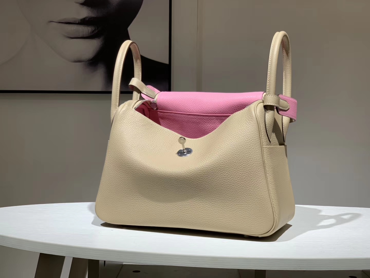 HERMES Lindy Clemence皮 26cm 30cm 斑鸠灰内樱花粉