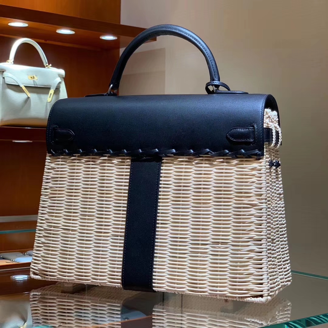 Hermes kelly Picnis Bag35cm 竹藤条编织