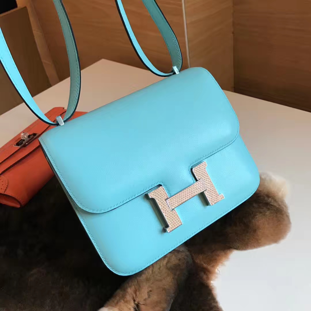 HERMES 爱马仕 空姐包 Constance 18cm 24cm  马卡龙 蜥蜴扣