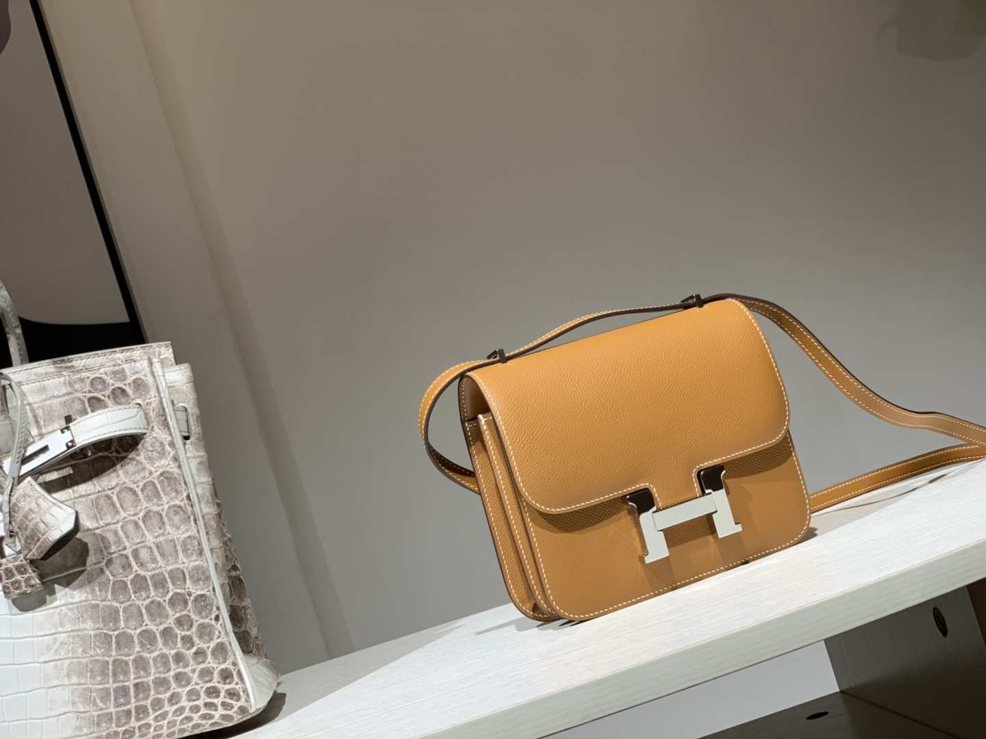 HERMES 爱马仕 空姐包 Constance 18cm 24cm 金棕色 Epsom