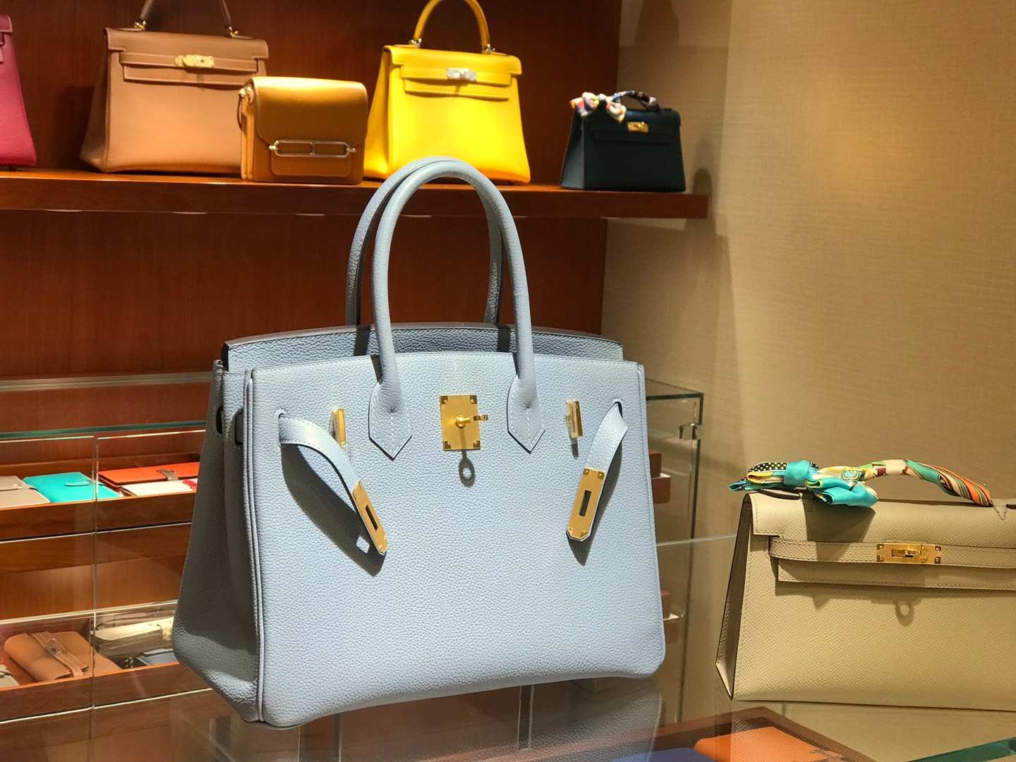 爱马仕 HERMES 铂金包 Birkin 25cm 30cm 亚麻蓝 配全套专柜原版包装 全球发售
