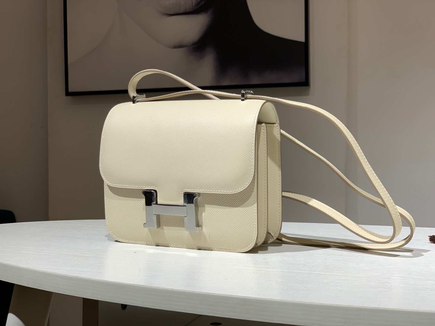 HERMES 爱马仕 空姐包 Constance 18cm 24cm Epsom 白色