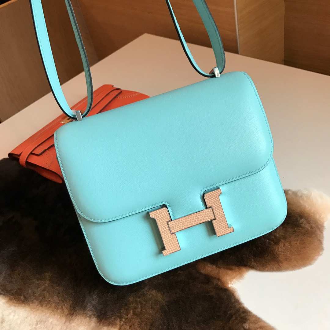HERMES 爱马仕 空姐包 Constance 18cm 24cm  马卡龙 蜥蜴扣