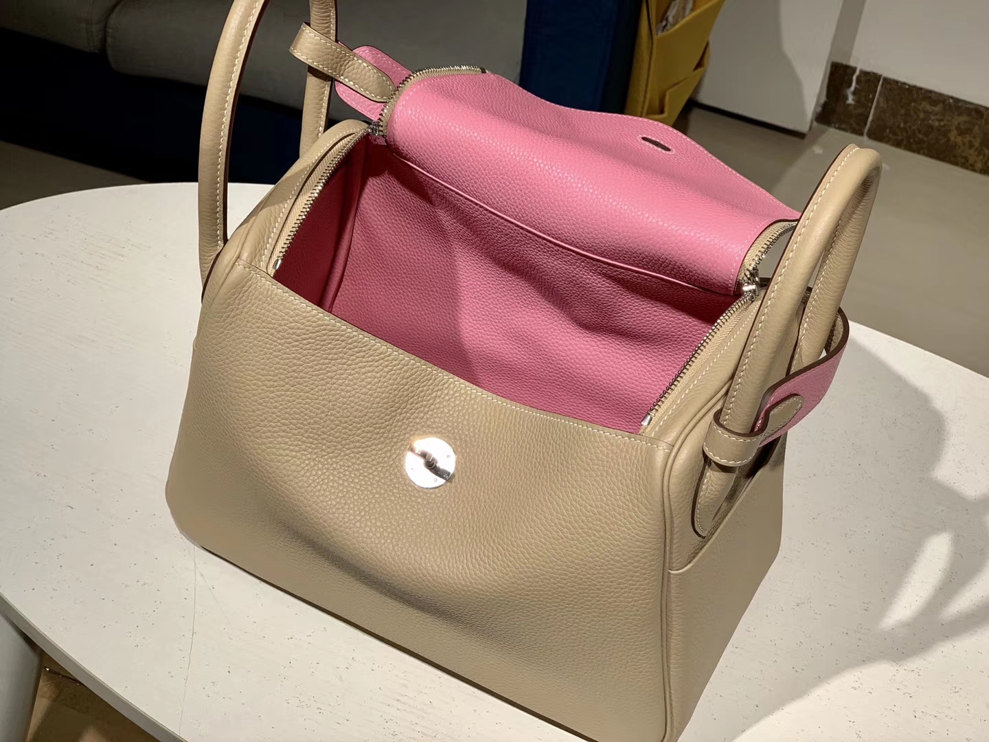 HERMES Lindy Clemence皮 26cm 30cm 斑鸠灰内樱花粉