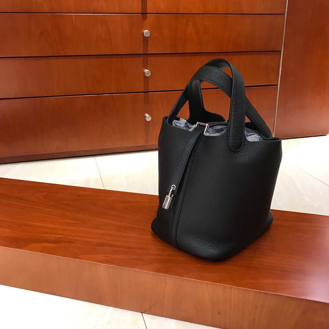 HERMES 爱马仕 菜篮子 Picotin 黑色 纯手工 Togo皮