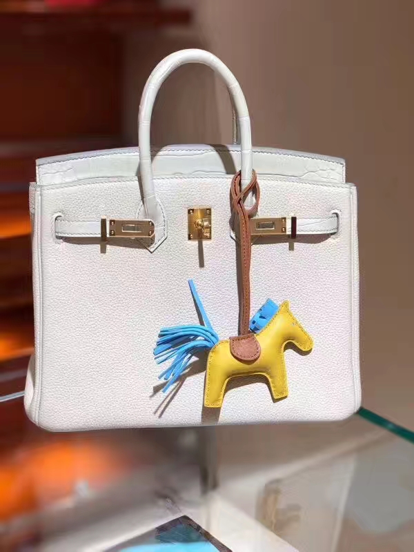 HERMES 爱马仕 Birkin 25 Togo/Croco 拼鳄鱼 白色 完美的搭配