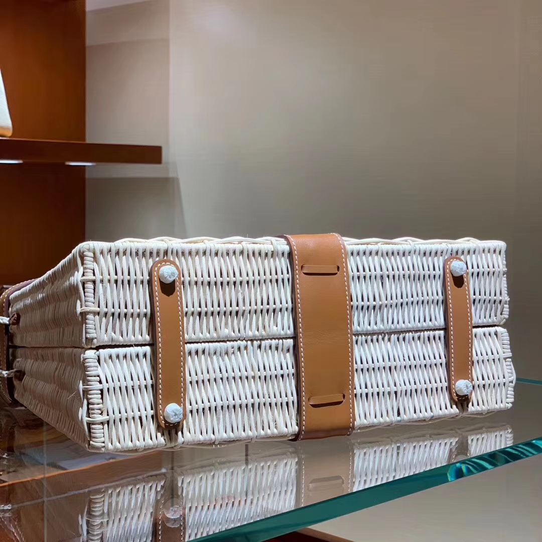 Hermes  kelly Picnis Bag35cm 竹藤条编织