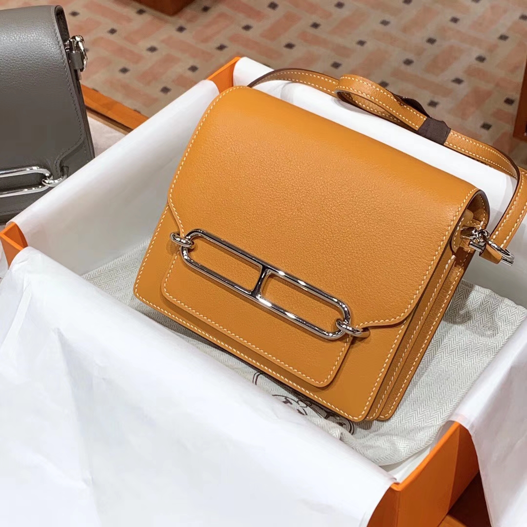 HERMES 爱马仕 猪鼻子包 Roulis 18cm 24cm 琥珀黄