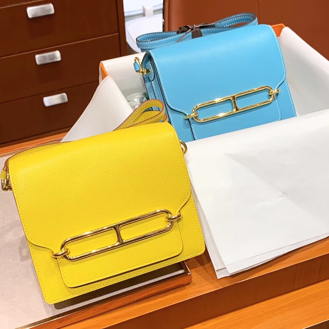 HERMES 爱马仕 猪鼻子包 Roulis 18cm 24cm 柠檬黄 马卡龙