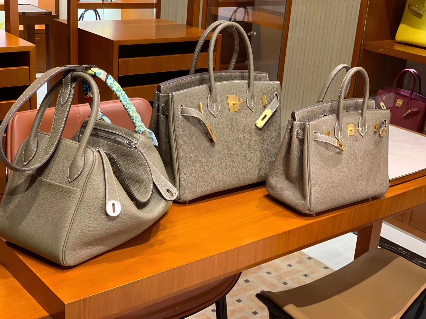 HERMES 爱马仕 Lindy26 Birkin 25/30 大象灰 Togo 
