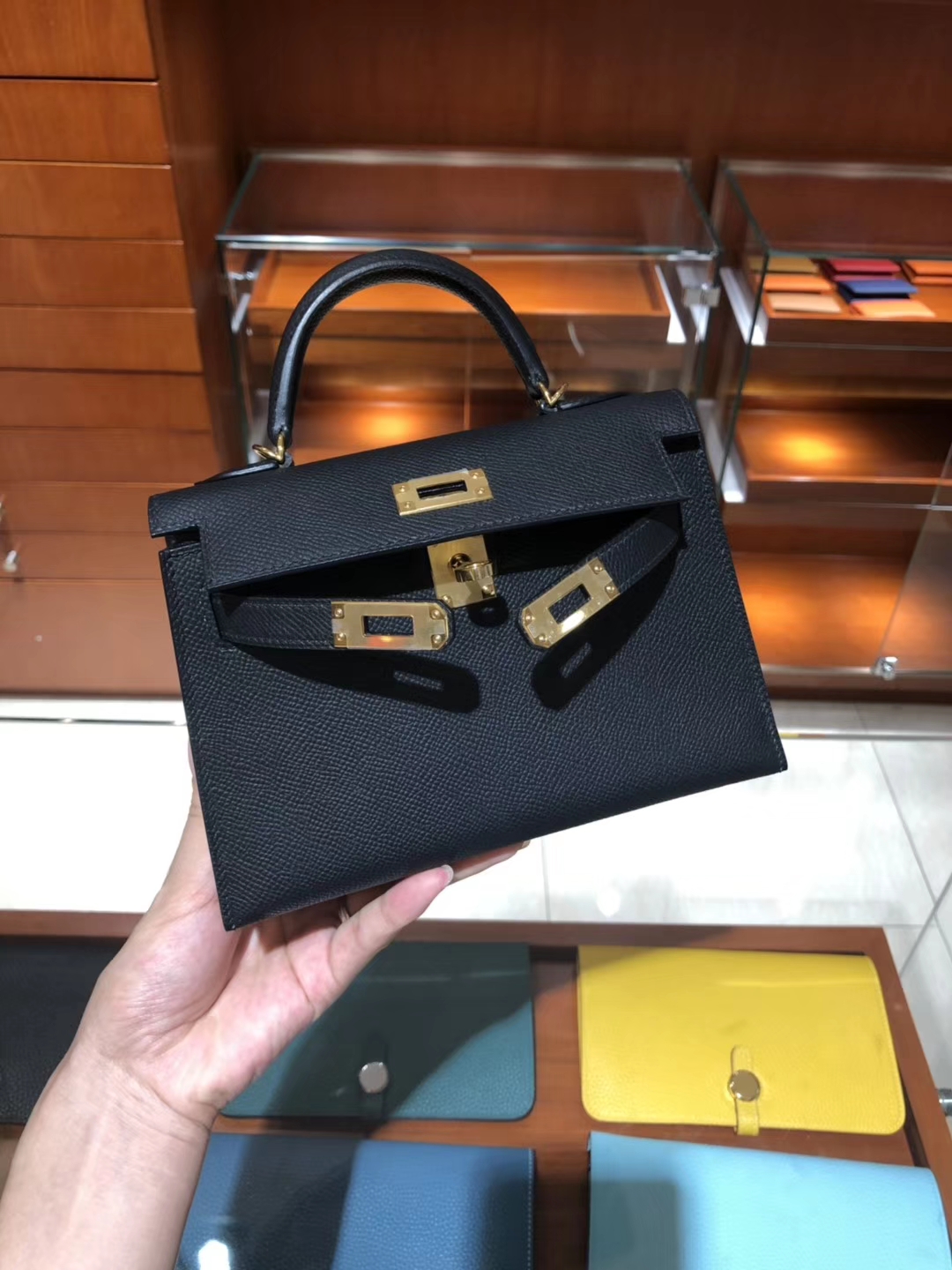 爱马仕 HERMES Mini Kelly 黑色 Epsom 专柜全套包装 