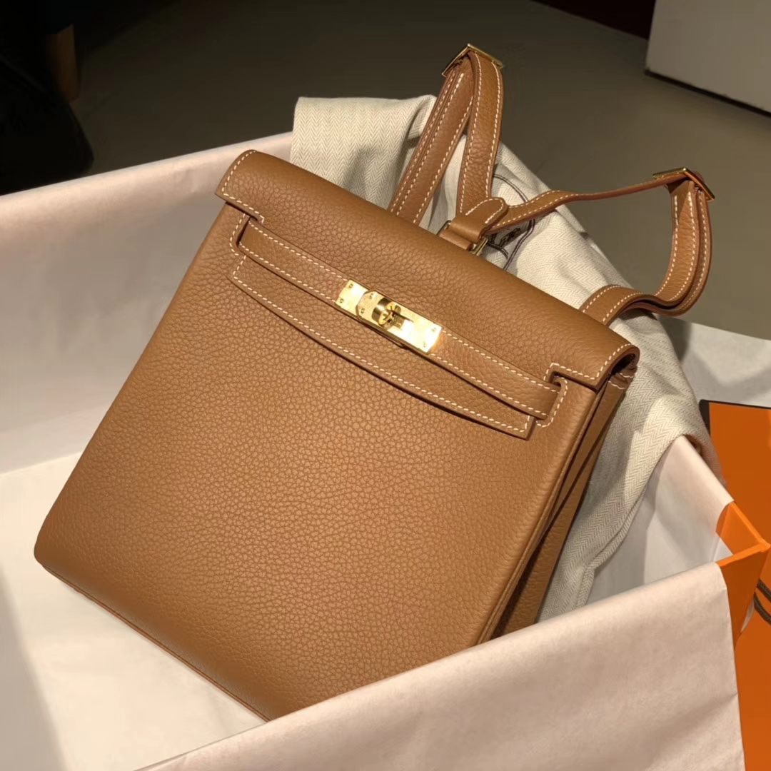 Hermes CK37金棕 银扣 Kellyado背包 原厂皮