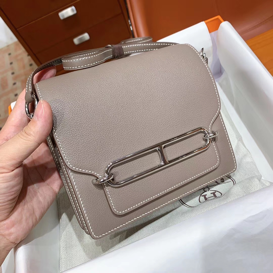 HERMES 爱马仕 猪鼻子包 Roulis 18cm 24cm 大象灰