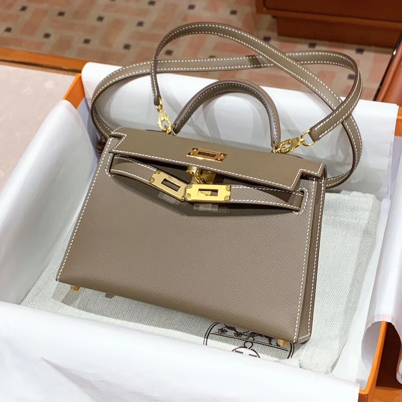 爱马仕 HERMES MiniKelly 2  Epsom 大象灰 配原版正品全套包装 金银扣可定制