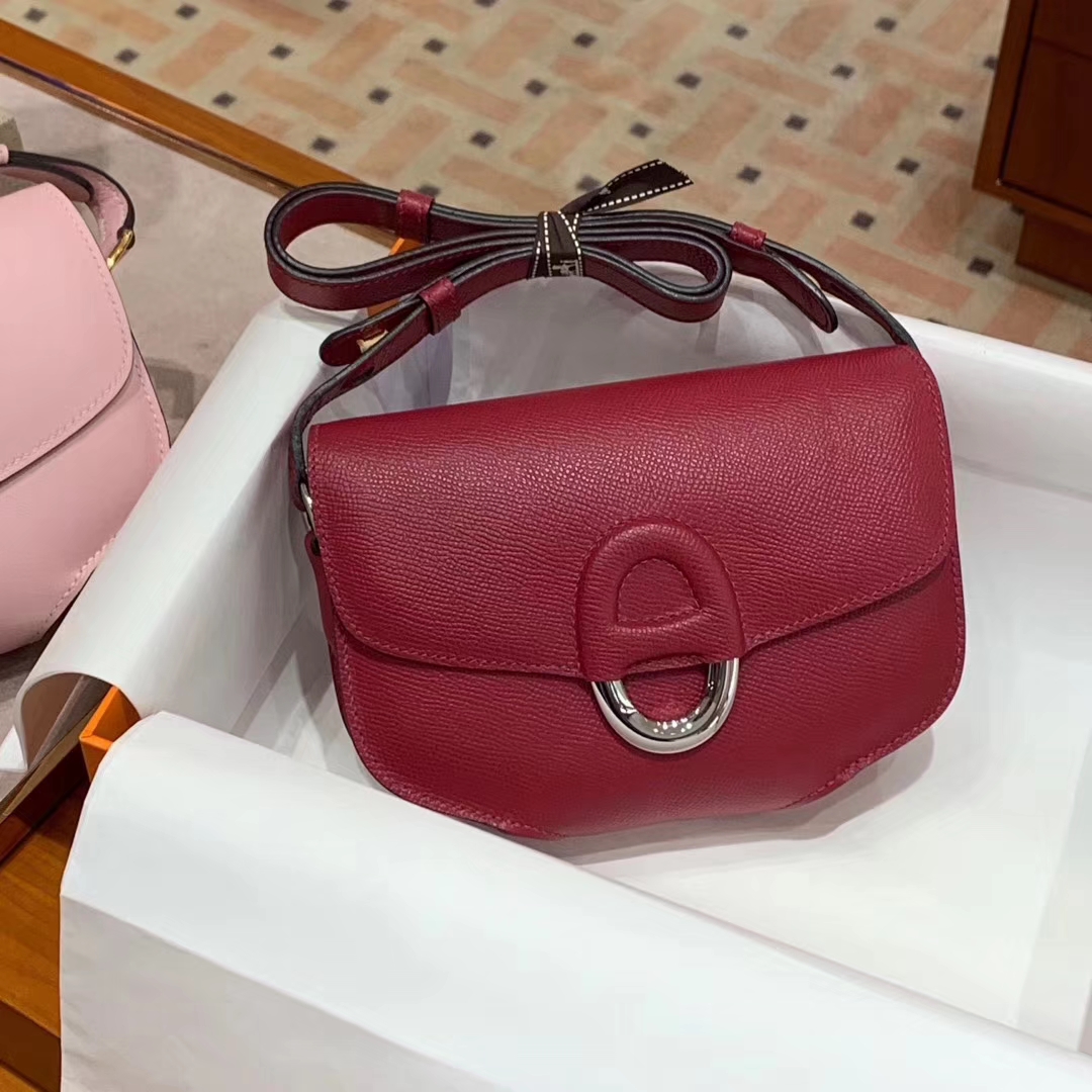 爱马仕 HERMES  Cherche Midi  石榴红 银扣 Epsom 配原版正品全套包装