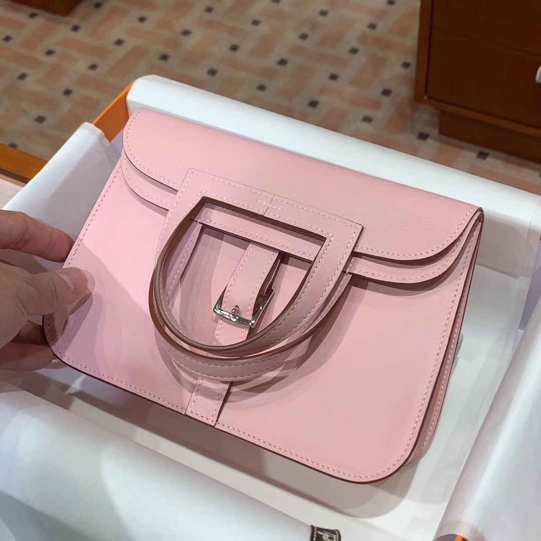 HERMES 爱马仕 Halzan swift 粉色 配全套专柜原版包装