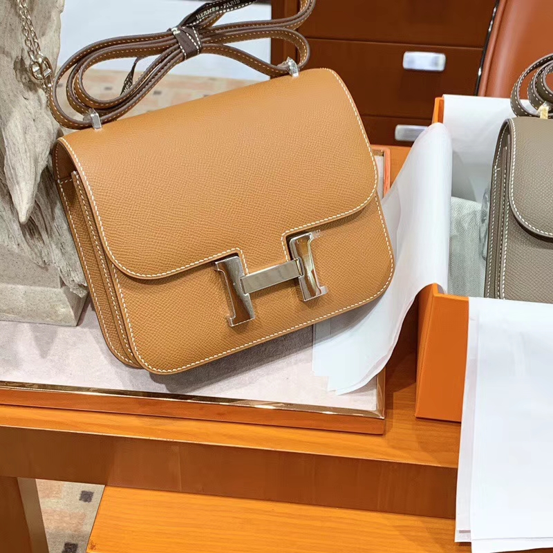 HERMES 爱马仕 空姐包 Constance 18cm 24cm 金棕色