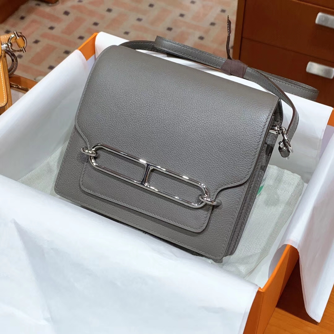 HERMES 爱马仕 猪鼻子包 Roulis 18cm 24cm 锡器灰
