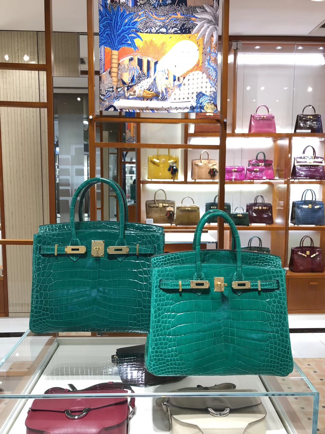 爱马仕 HERMES Mini Kelly  Birkin 25/30 翡翠绿 鳄鱼皮 