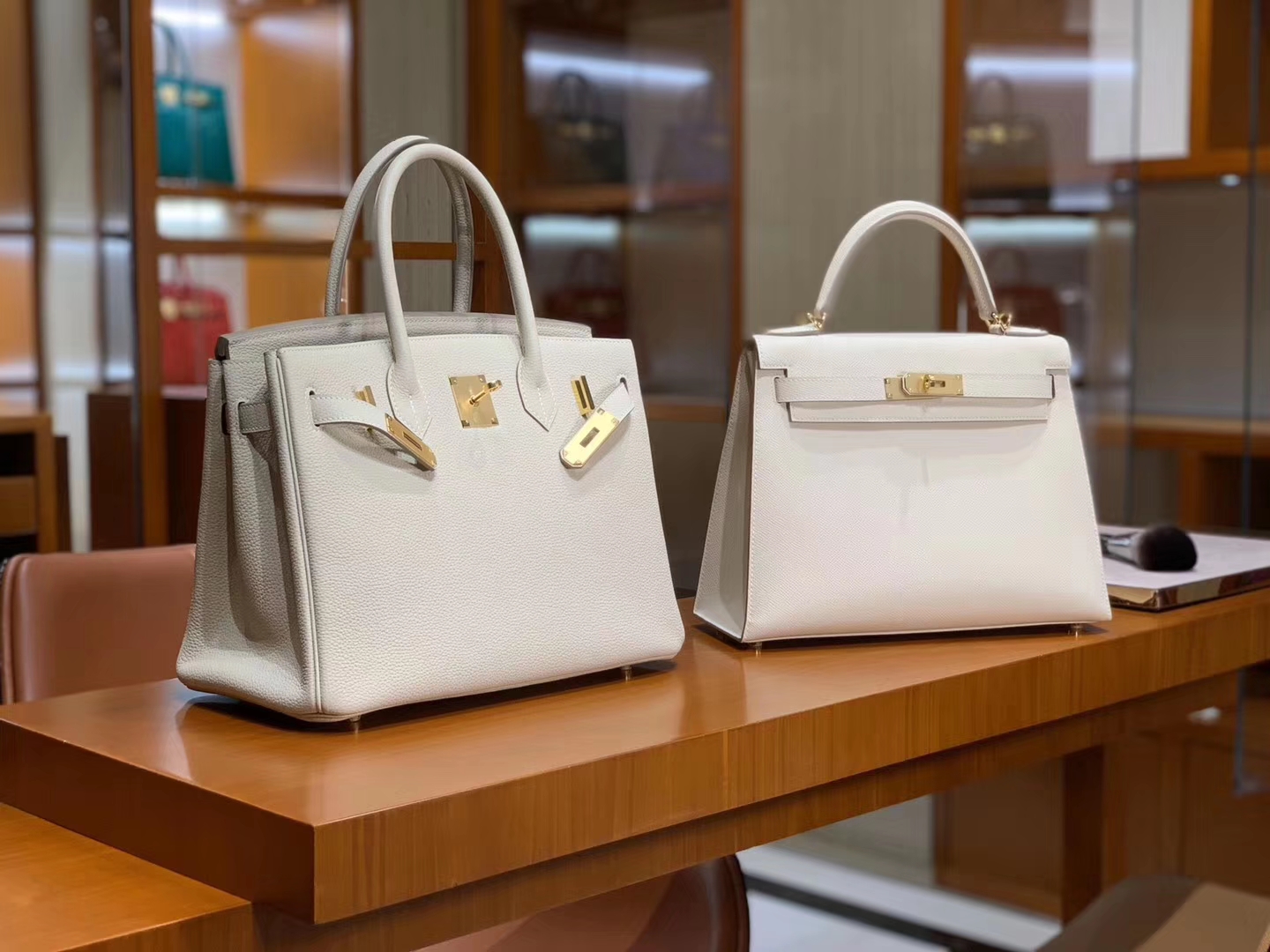 HERMES 爱马仕 Kelly 25CM Birkin 25/30 Togo 奶昔白 配专柜全套包装