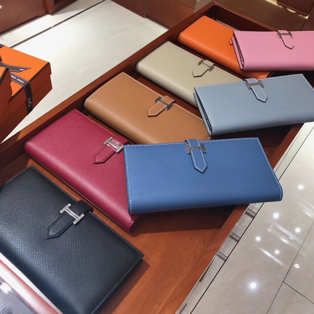 HERMES 爱马仕 纯手工 钱包 Wallet 金银扣 配全套专柜原版