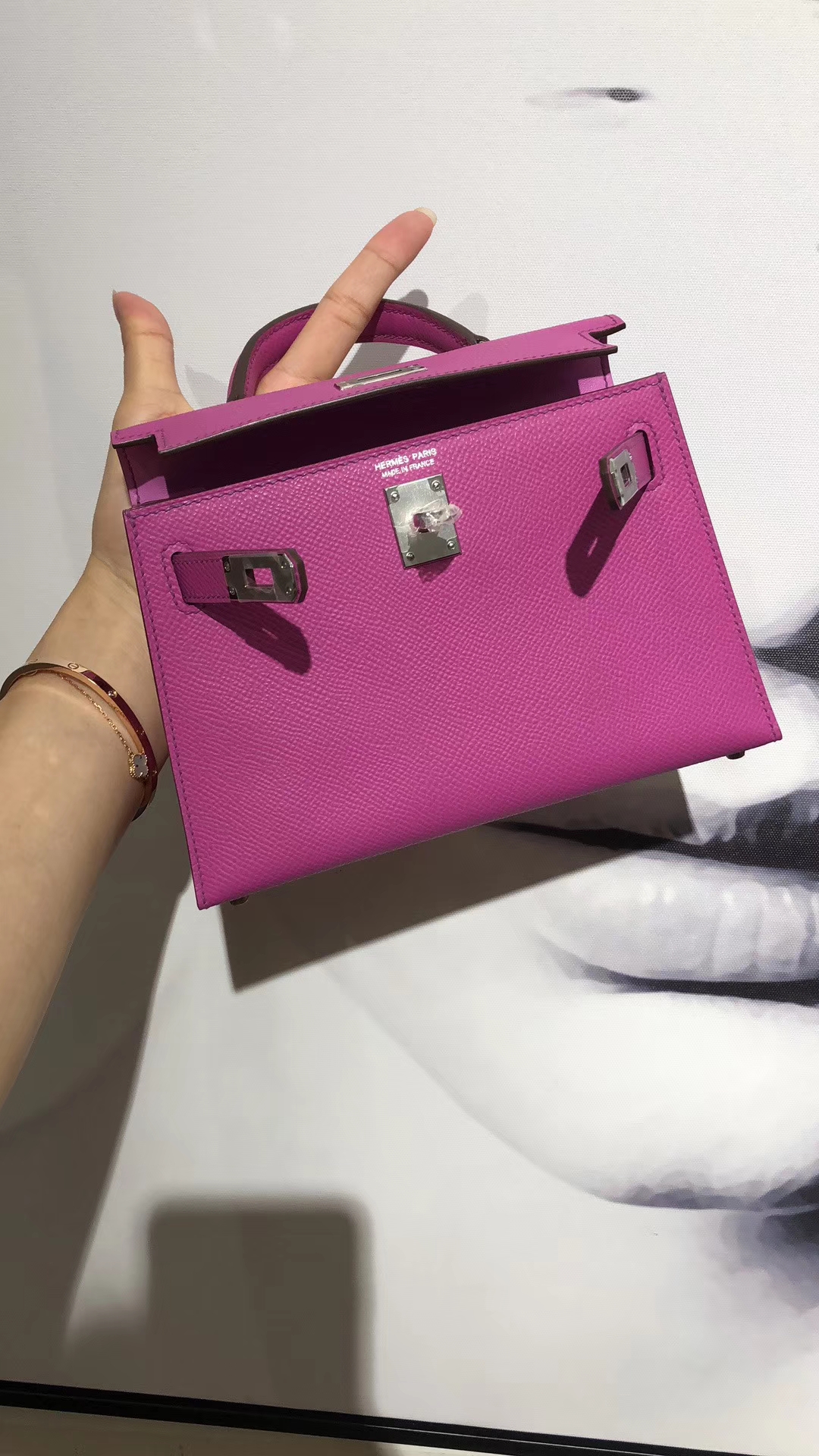 爱马仕 HERMES Mini Kelly 天方夜谭紫 Epsom 专柜全套包装 