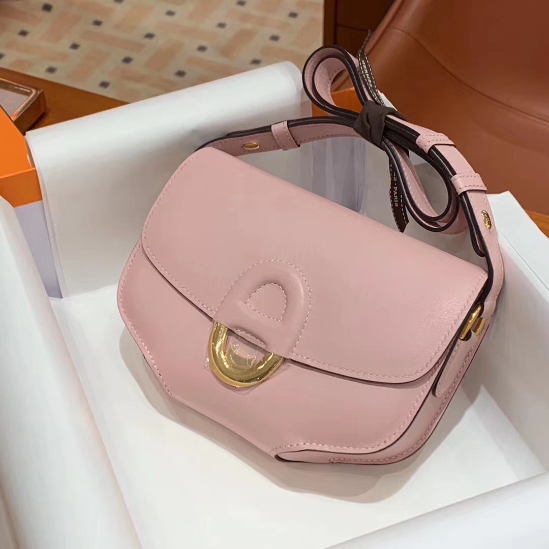 爱马仕 HERMES  Cherche Midi 水粉色 金扣 山羊皮 配原版正品全套包装