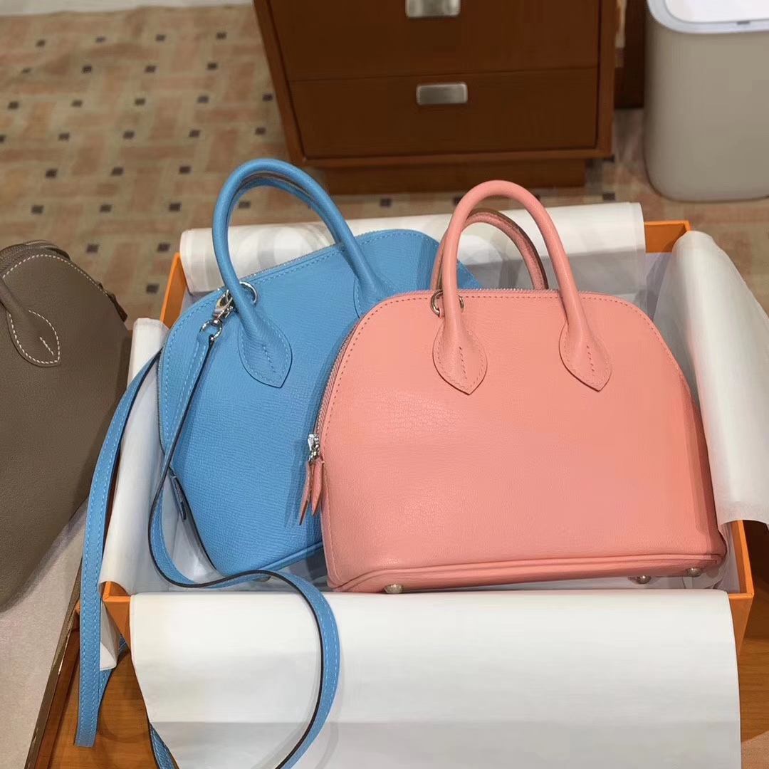 爱马仕 HERMES Bolide Mini 马卡龙 粉色 Swift Epsom 配原版正品全套包装