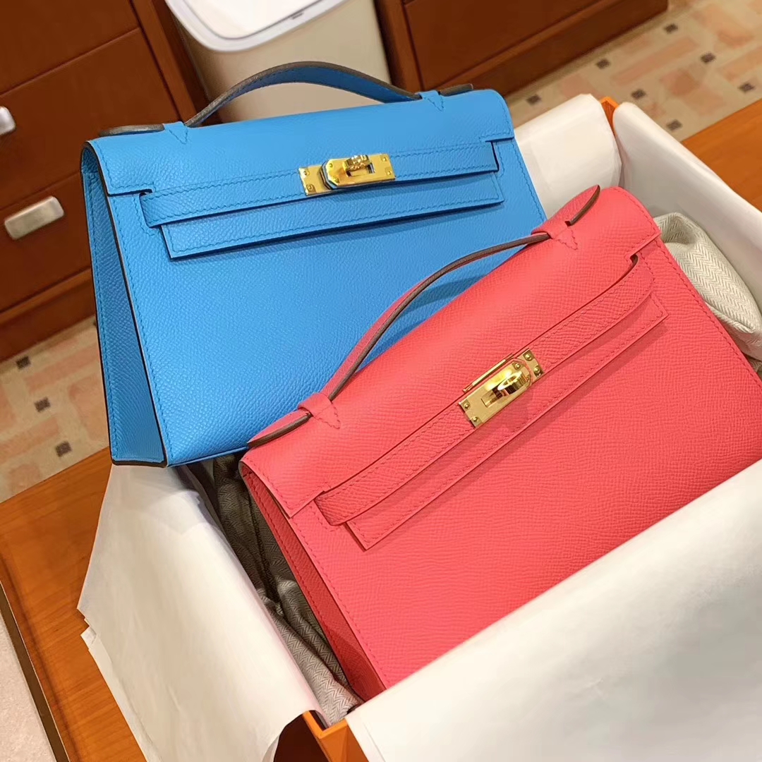 爱马仕 HERMES Mini Kelly 一代 天空蓝 Epsom 配全套专柜包装