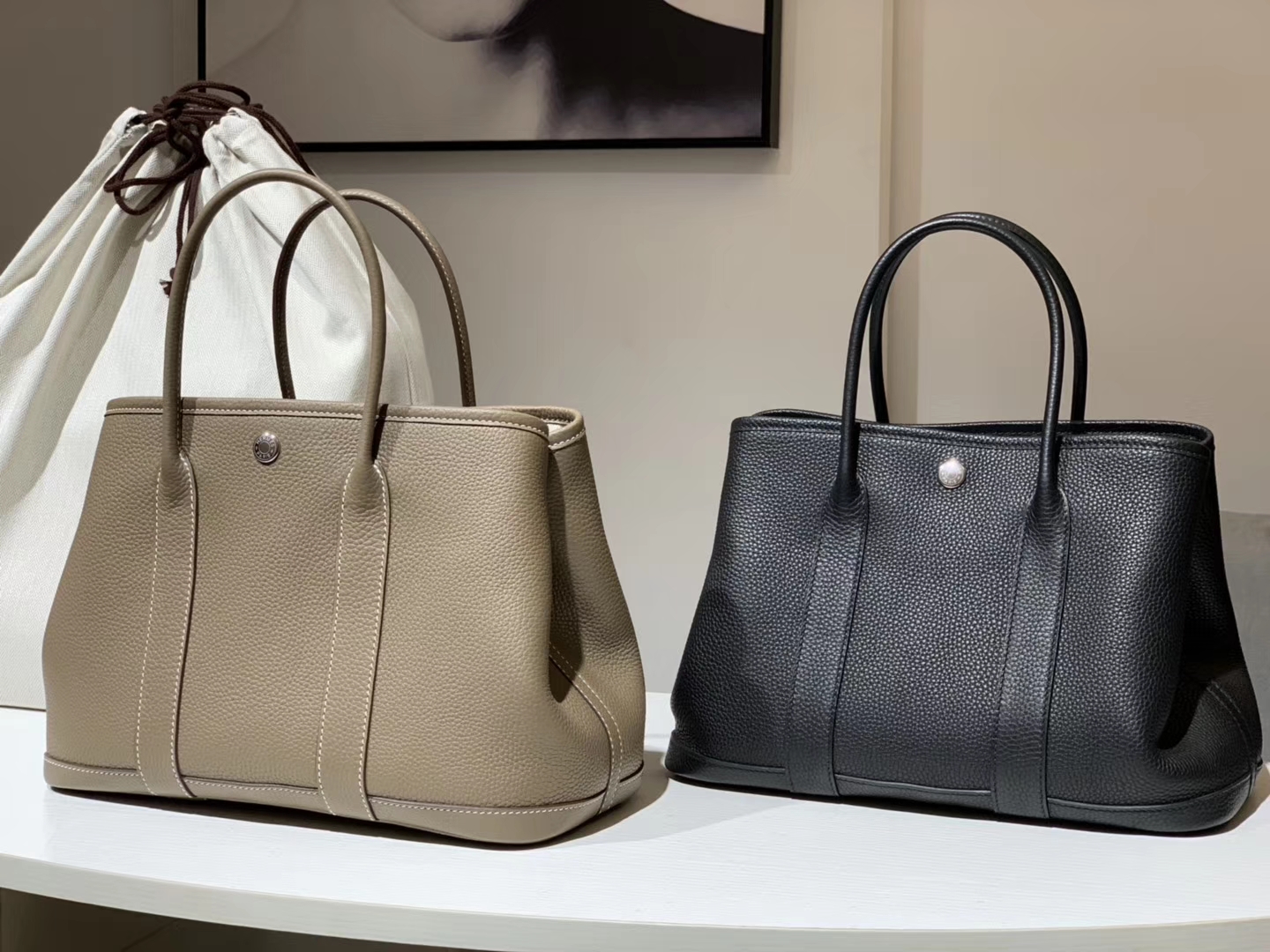 HERMES 爱马仕 Garden Party 花园包 Togo 大象灰 黑色