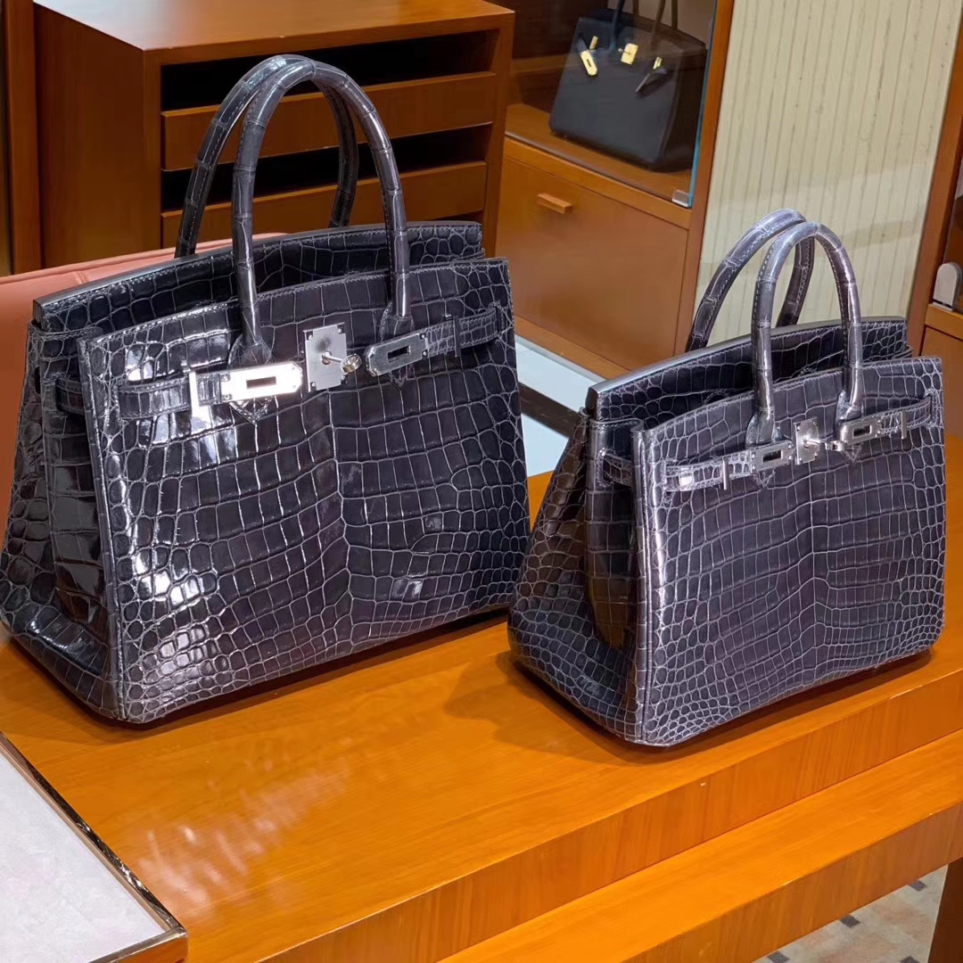 爱马仕 HERMES 铂金包 Birkin 25cm 30cm 石墨灰 鳄鱼皮 配全套专柜原包装