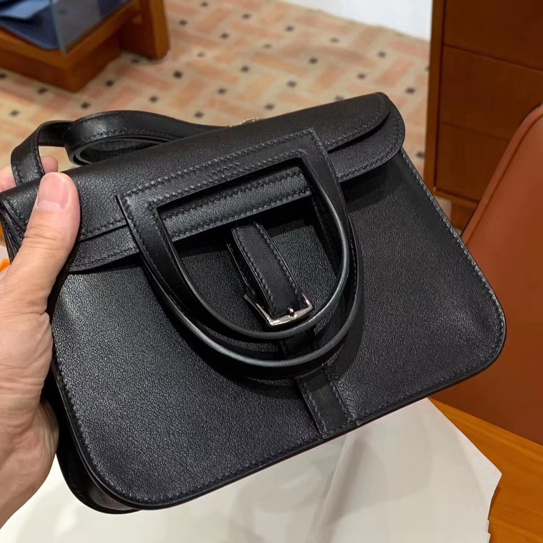 HERMES 爱马仕 Halzan swift 黑色 配全套专柜原版包装