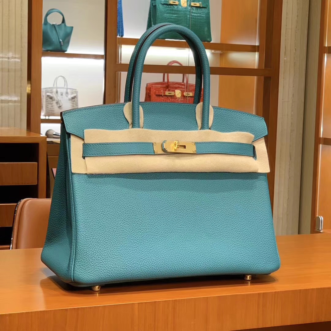 爱马仕 HERMES 铂金包 Birkin 25cm 30cm 孔雀蓝 配全套专柜原版包装 全球发售