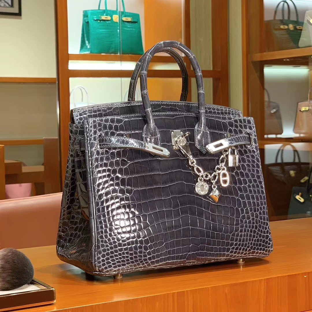 爱马仕 HERMES 铂金包 Birkin 25cm 30cm 石墨灰 鳄鱼皮 配全套专柜原包装