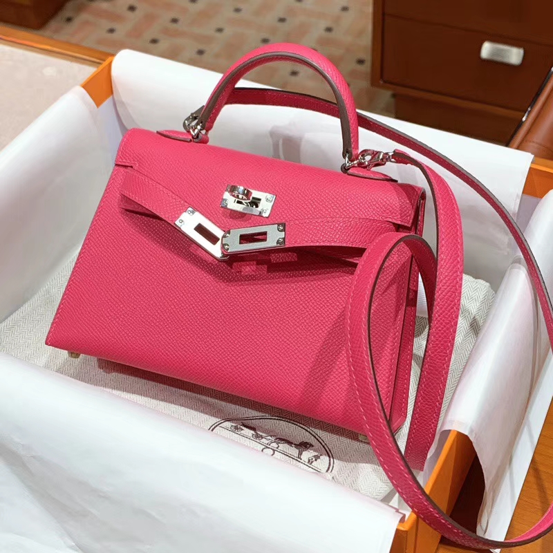 爱马仕 HERMES MiniKelly 2  Epsom 桃粉 配原版正品全套包装 金银扣可定制