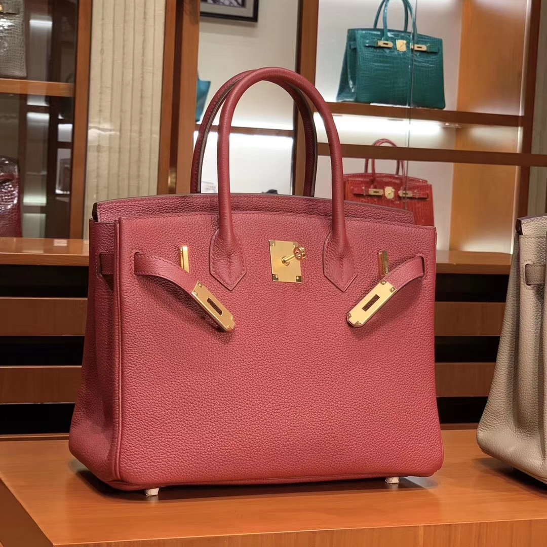 HERMES 爱马仕 Birkin 25/30 Togo 石榴红 配专柜全套包装