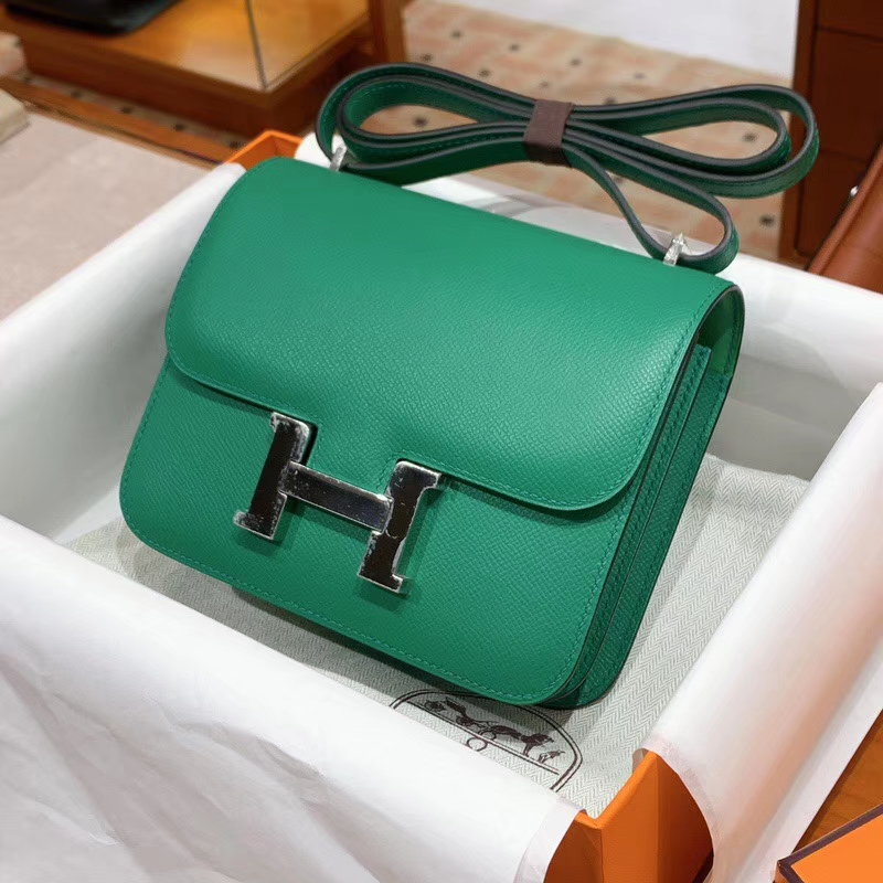 HERMES 爱马仕 空姐包 Constance 18cm 24cm 竹子绿