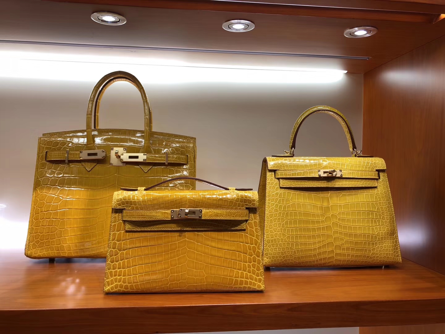 爱马仕 HERMES Mini Kelly  Birkin 25/30 琥珀黄 鳄鱼皮 