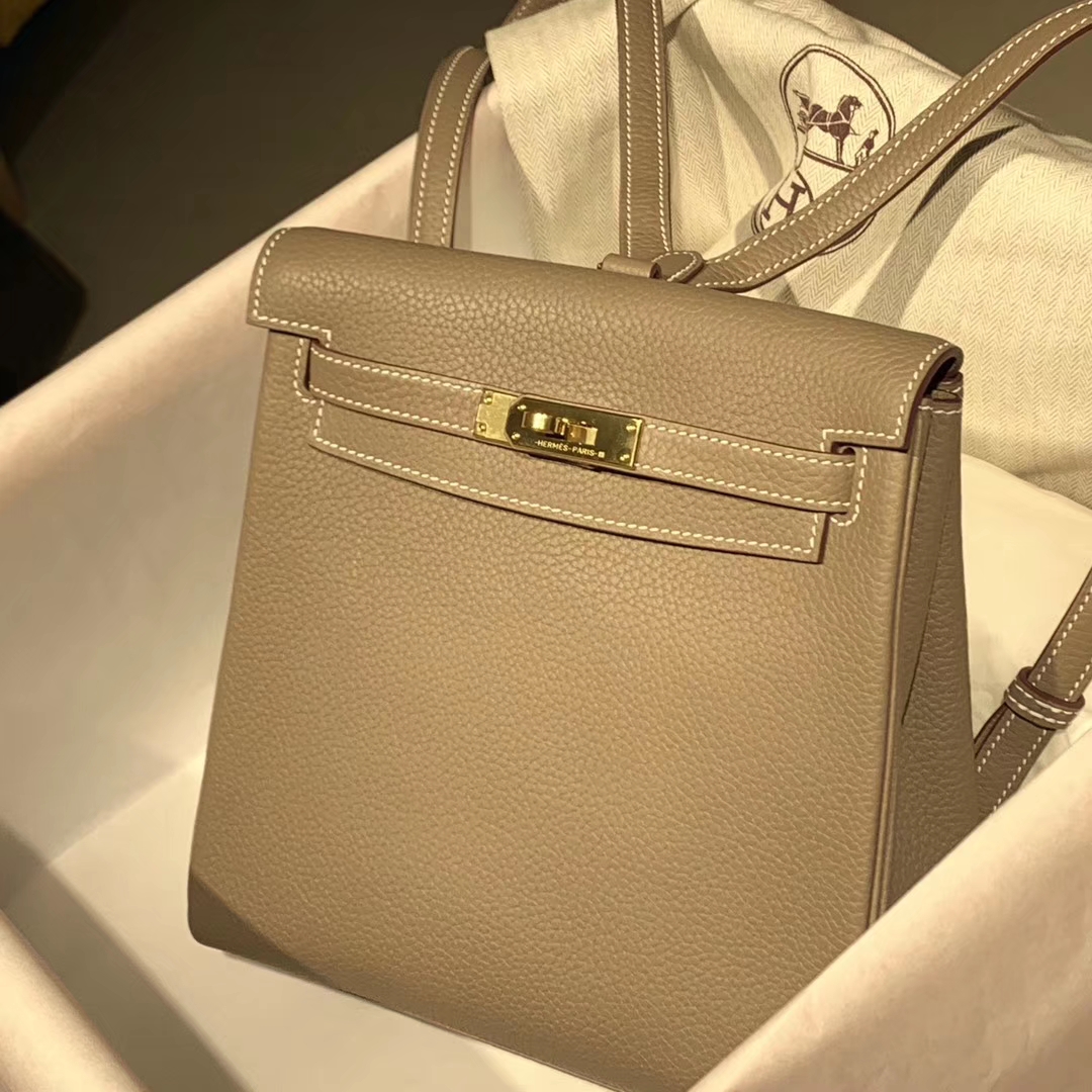 Hermes 珍珠灰 银扣 Kellyado背包 原厂皮