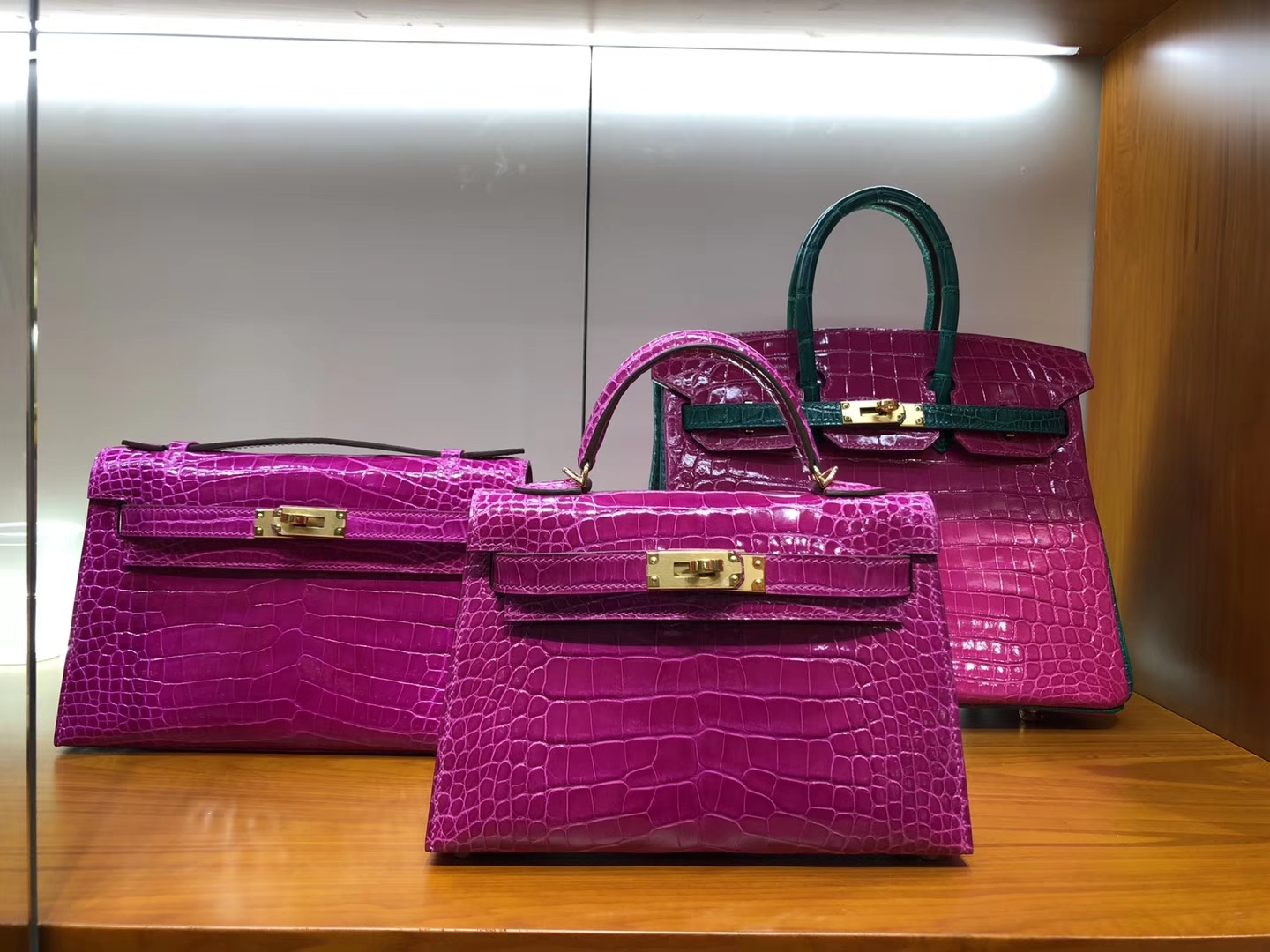 爱马仕 HERMES Mini Kelly  Birkin 25/30 天方夜谭紫 鳄鱼皮 