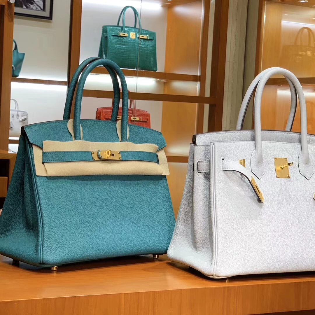 爱马仕 HERMES 铂金包 Birkin 25cm 30cm 孔雀绿 白色 配全套专柜原版包装 全球发售