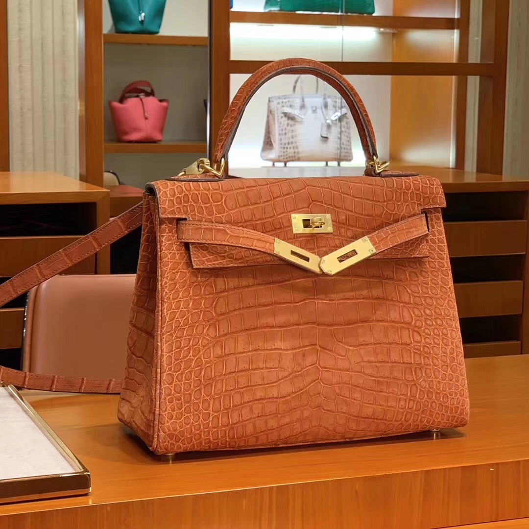 爱马仕 HERMES Kelly 凯莉包 25cm 28m 哑光鳄鱼皮 配全套专柜原版包装 全球发售