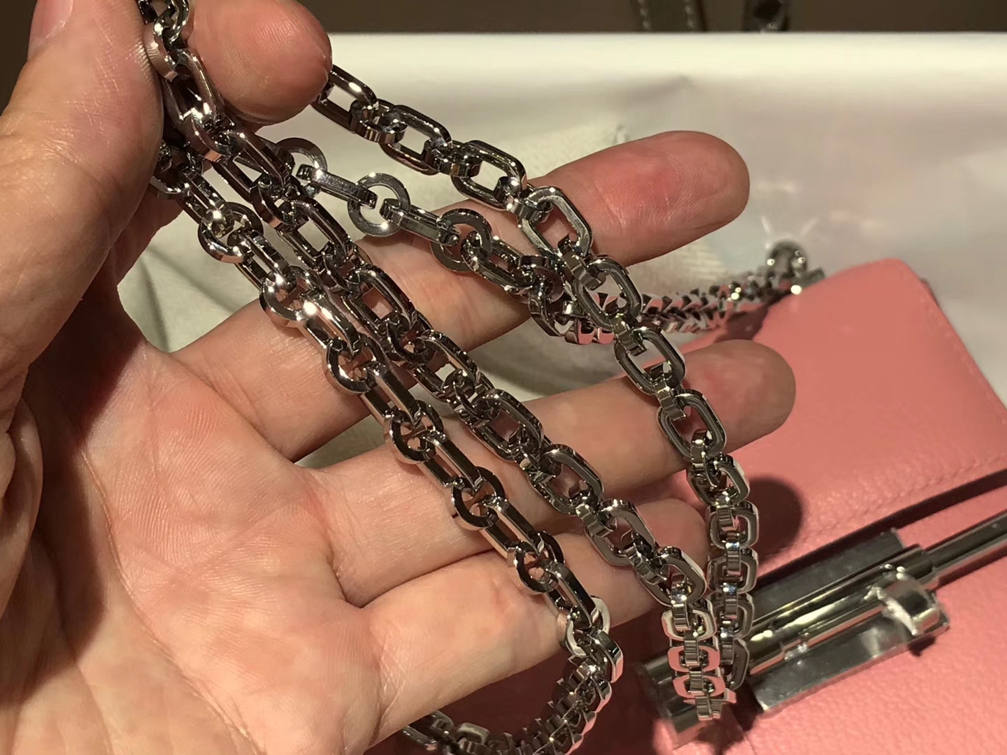 HERMES Verrou 18cm 山羊皮 奶昔粉