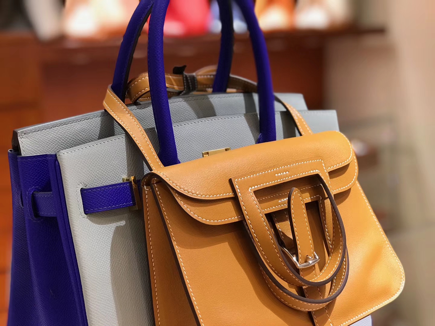 HERMES 爱马仕 Halzan swift 金棕 配全套专柜原版包装