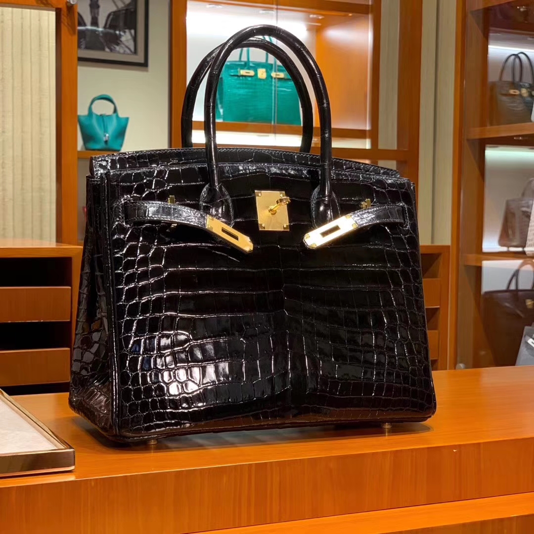爱马仕 HERMES Birkin 25/30 高光 黑色 鳄鱼皮