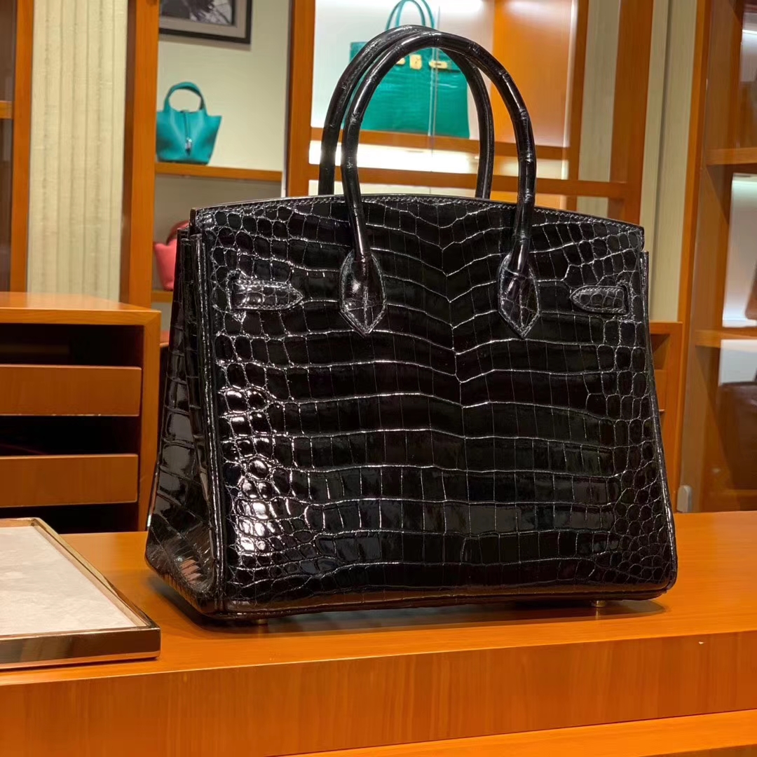 爱马仕 HERMES Birkin 25/30 高光 黑色 鳄鱼皮
