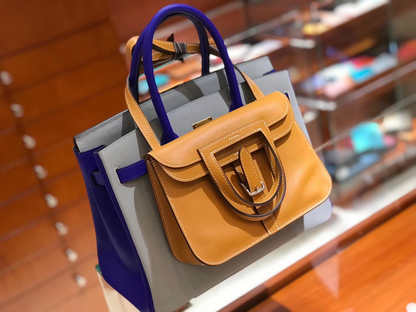 HERMES 爱马仕 Halzan swift 金棕 配全套专柜原版包装