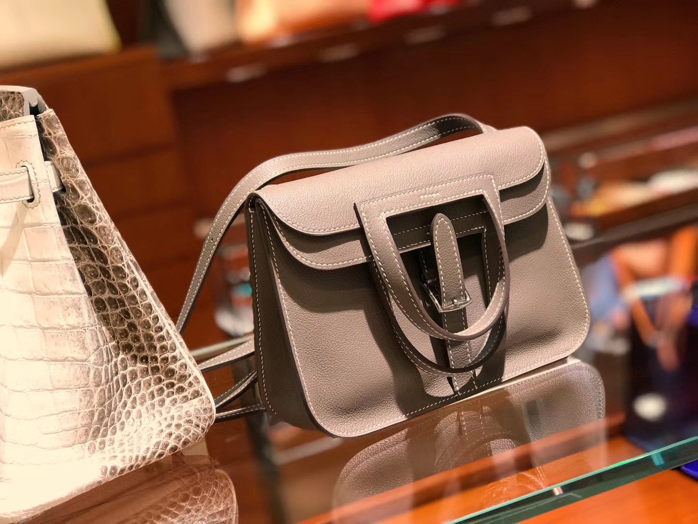 HERMES 爱马仕 Halzan swift 大象灰 配全套专柜原版包装